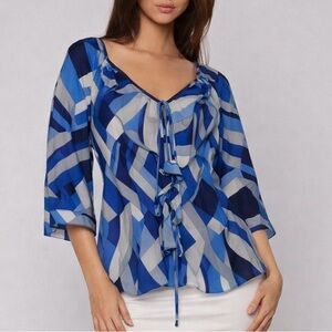 Emilio Pucci Beach Cover Up Lightweight Silk Cotton Summer Resort Wear Geometric